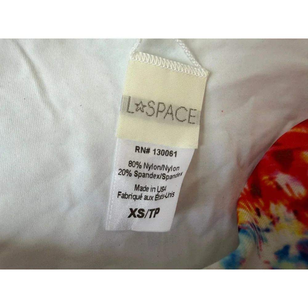 L*Space Estella Bikini Bottom Tie Dye Strappy Side Swim XS Blue Red White NWOT